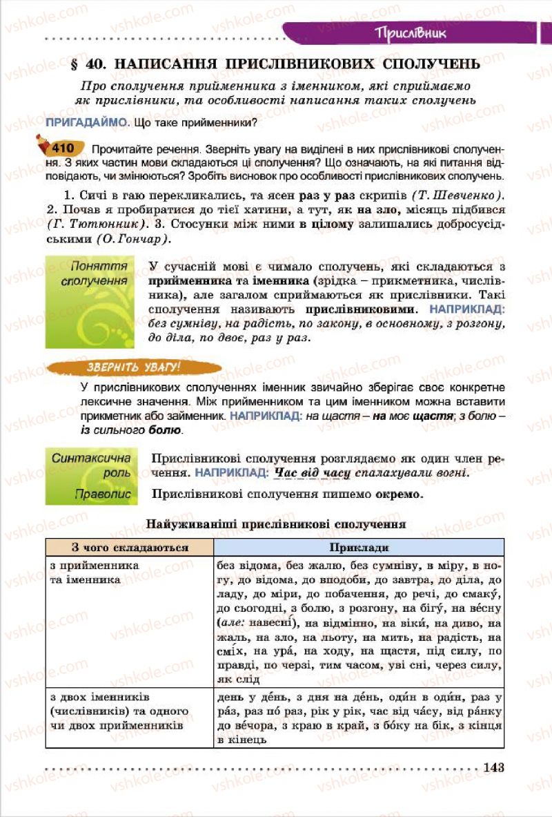 Страница 143 | Підручник Українська мова 7 клас О.В. Заболотний, В.В. Заболотний 2015