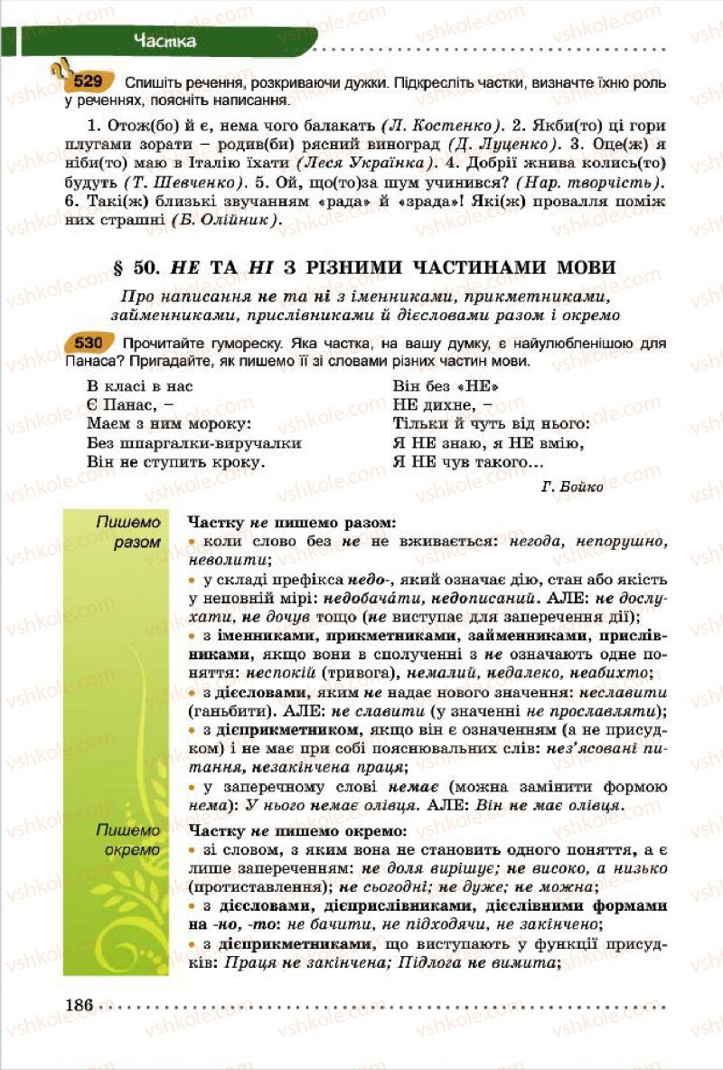 Страница 186 | Підручник Українська мова 7 клас О.В. Заболотний, В.В. Заболотний 2015