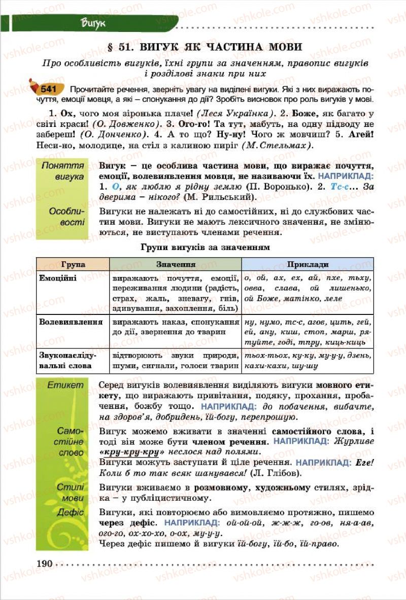 Страница 190 | Підручник Українська мова 7 клас О.В. Заболотний, В.В. Заболотний 2015