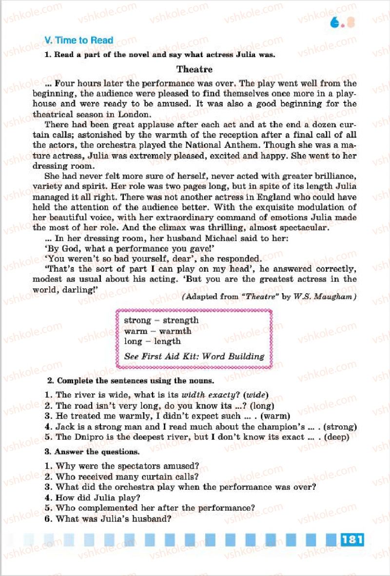 Страница 181 | Підручник Англiйська мова 7 клас Л.В. Калініна, І.В. Самойлюкевич 2015 Поглиблене вивчення