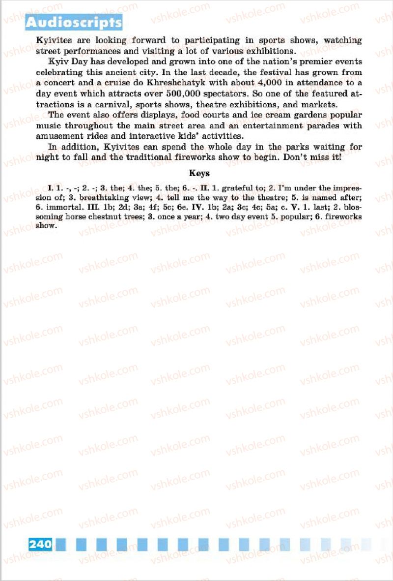Страница 240 | Підручник Англiйська мова 7 клас Л.В. Калініна, І.В. Самойлюкевич 2015 Поглиблене вивчення
