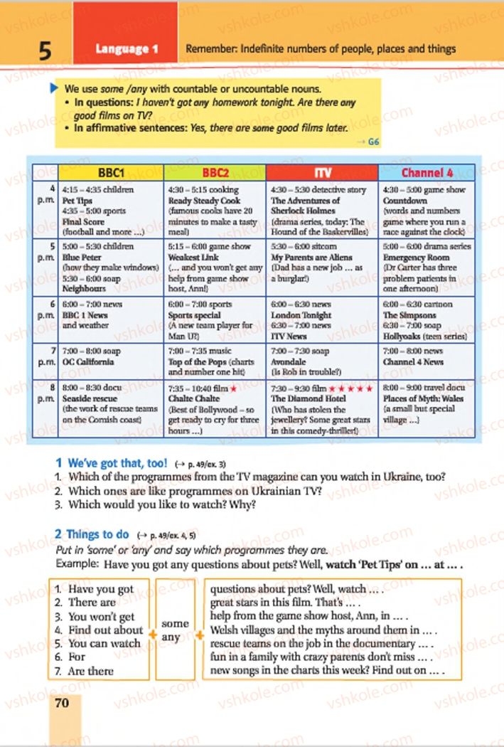 Страница 70 | Підручник Англiйська мова 7 клас Т.Г. Пахомова, Т.І. Бондар 2015 3 рік навчання