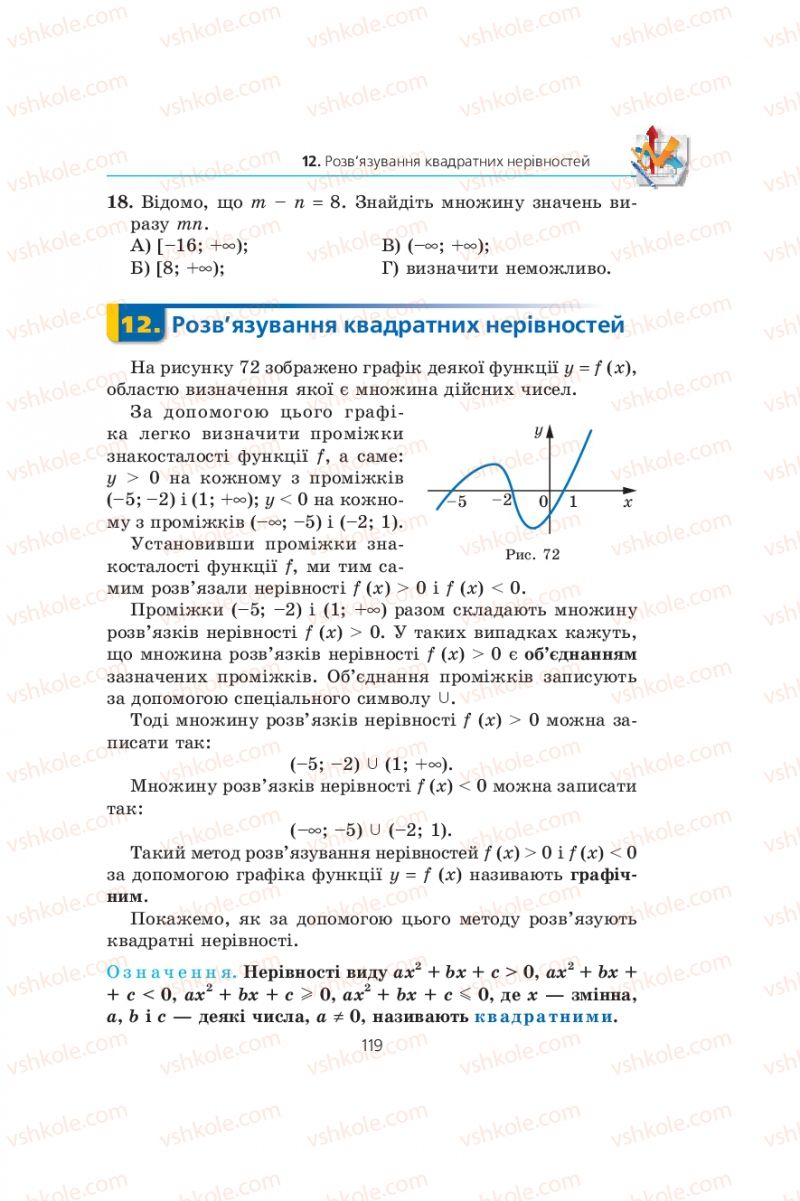 Страница 119 | Підручник Алгебра 9 клас А.Г. Мерзляк, В.Б. Полонський, М.С. Якір 2009