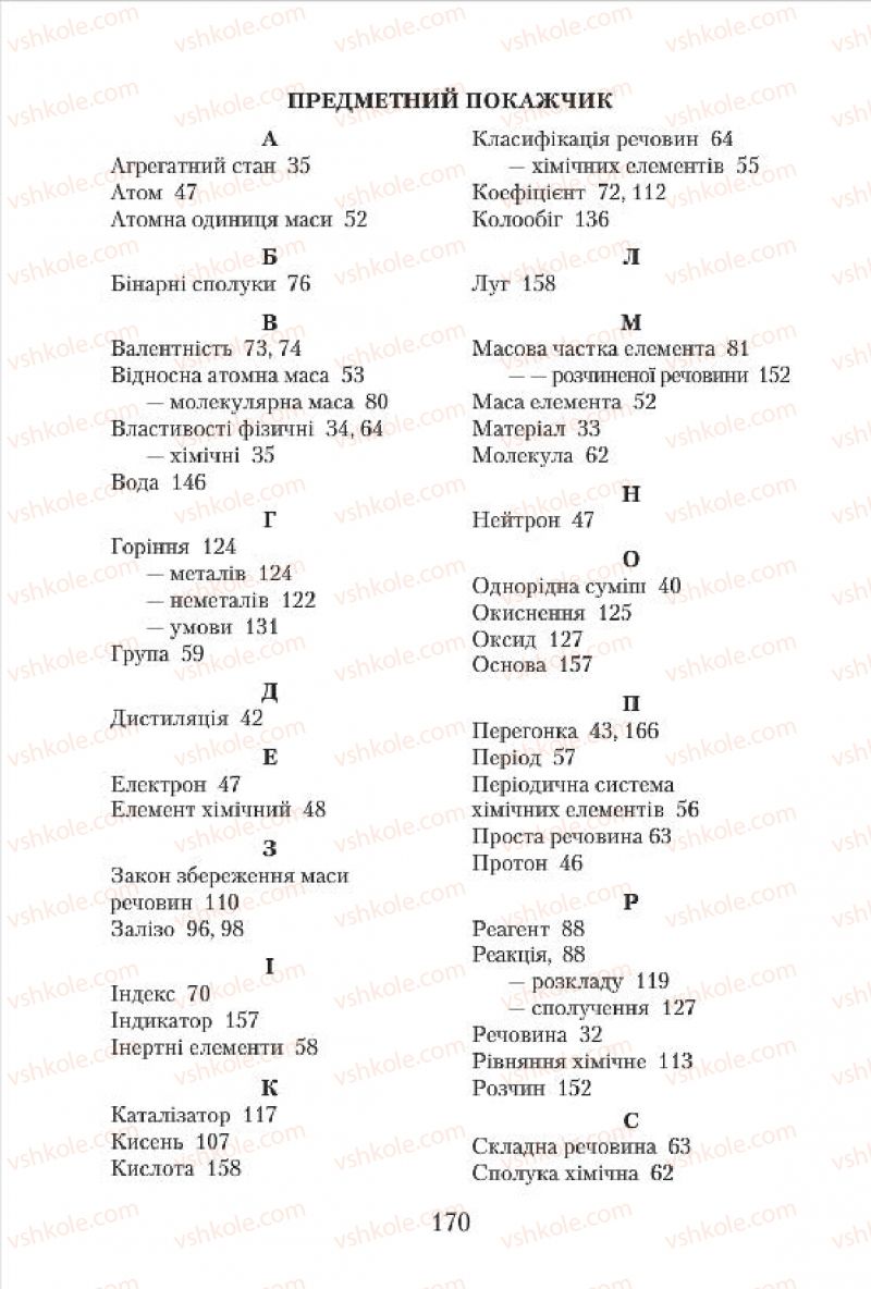 Страница 170 | Підручник Хімія 7 клас М.М. Савчин 2015