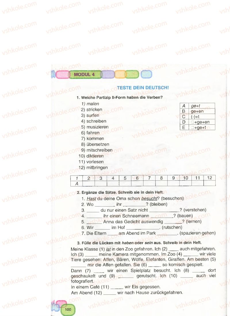 Страница 100 | Підручник Німецька мова 7 клас М.М. Сидоренко, О.А. Палій 2015 3 рік навчання