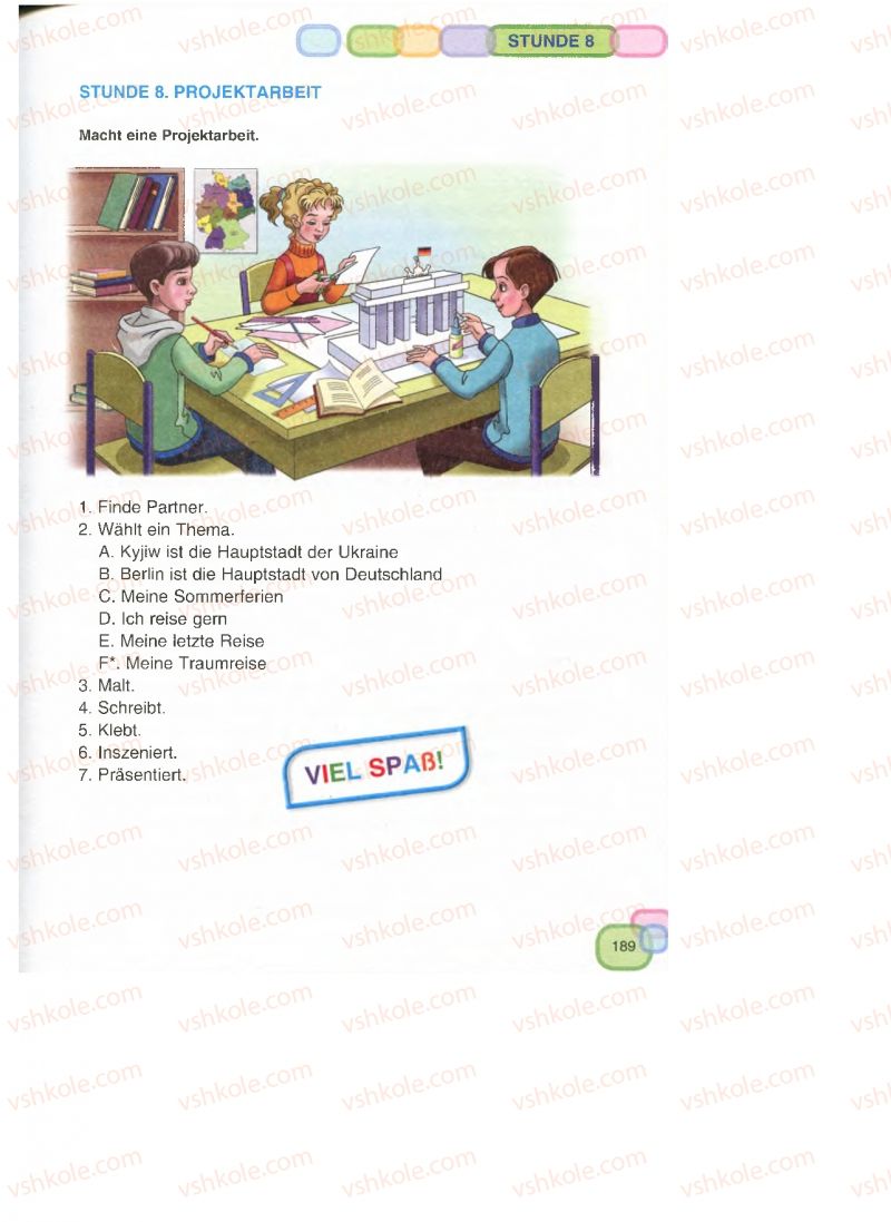 Страница 189 | Підручник Німецька мова 7 клас М.М. Сидоренко, О.А. Палій 2015 3 рік навчання