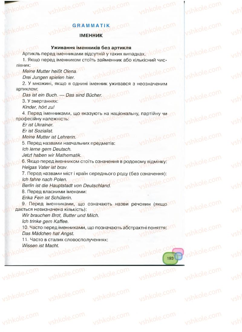 Страница 193 | Підручник Німецька мова 7 клас М.М. Сидоренко, О.А. Палій 2015 3 рік навчання