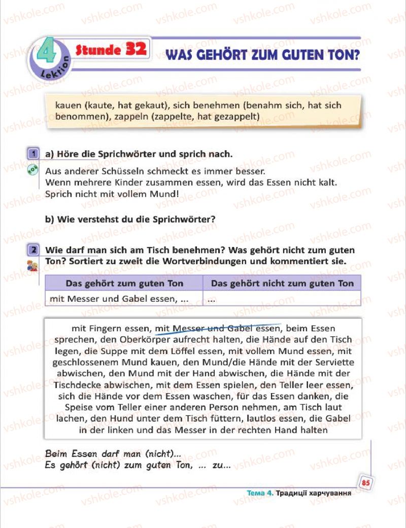 Страница 85 | Підручник Німецька мова 7 клас С.І. Сотникова, Г.В. Гоголєва 2015 7 рік навчання
