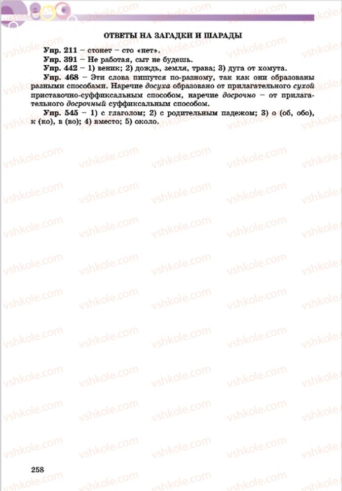 Страница 258 | Підручник Русский язык 7 клас Е.И. Самонова, Т.М. Полякова 2015 7 год обучения