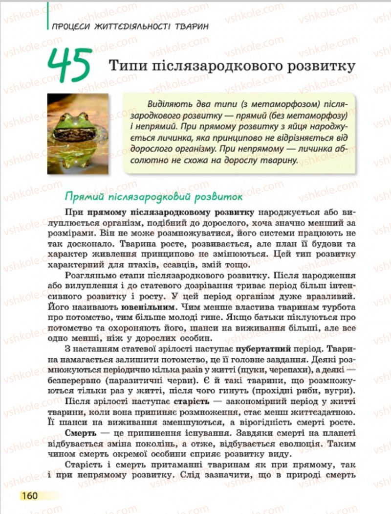 Страница 160 | Підручник Біологія 7 клас Н.В. Запорожець, І.І. Черевань, І.А. Воронцова 2015