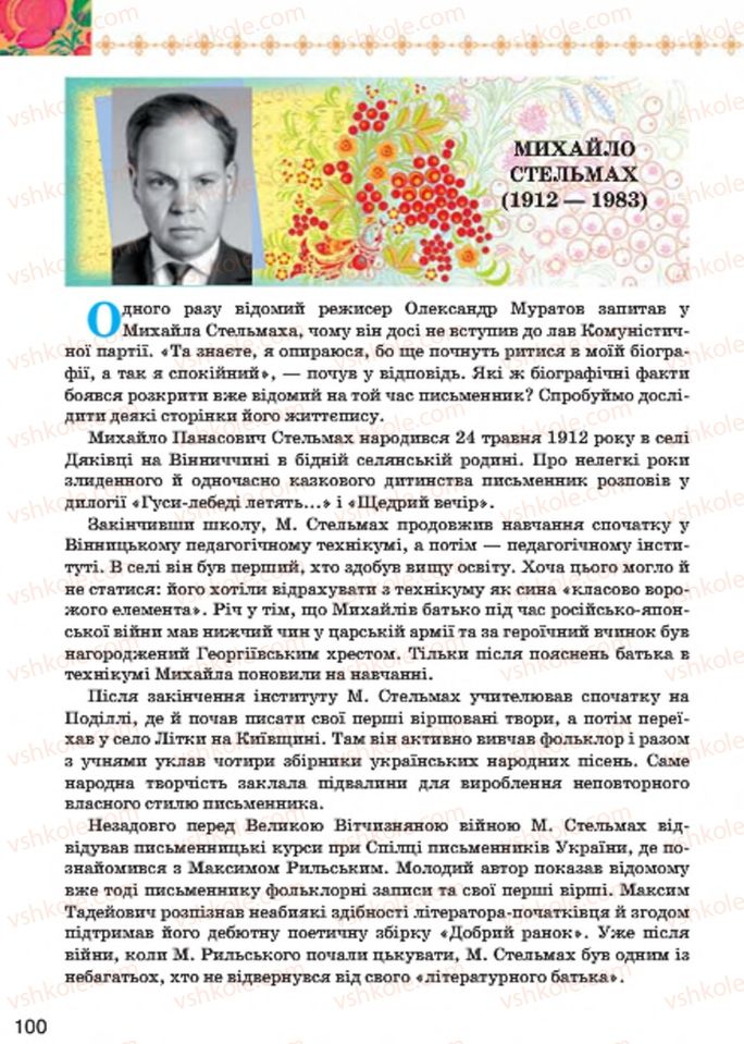 Страница 100 | Підручник Українська література 7 клас Л.Т. Коваленко 2015