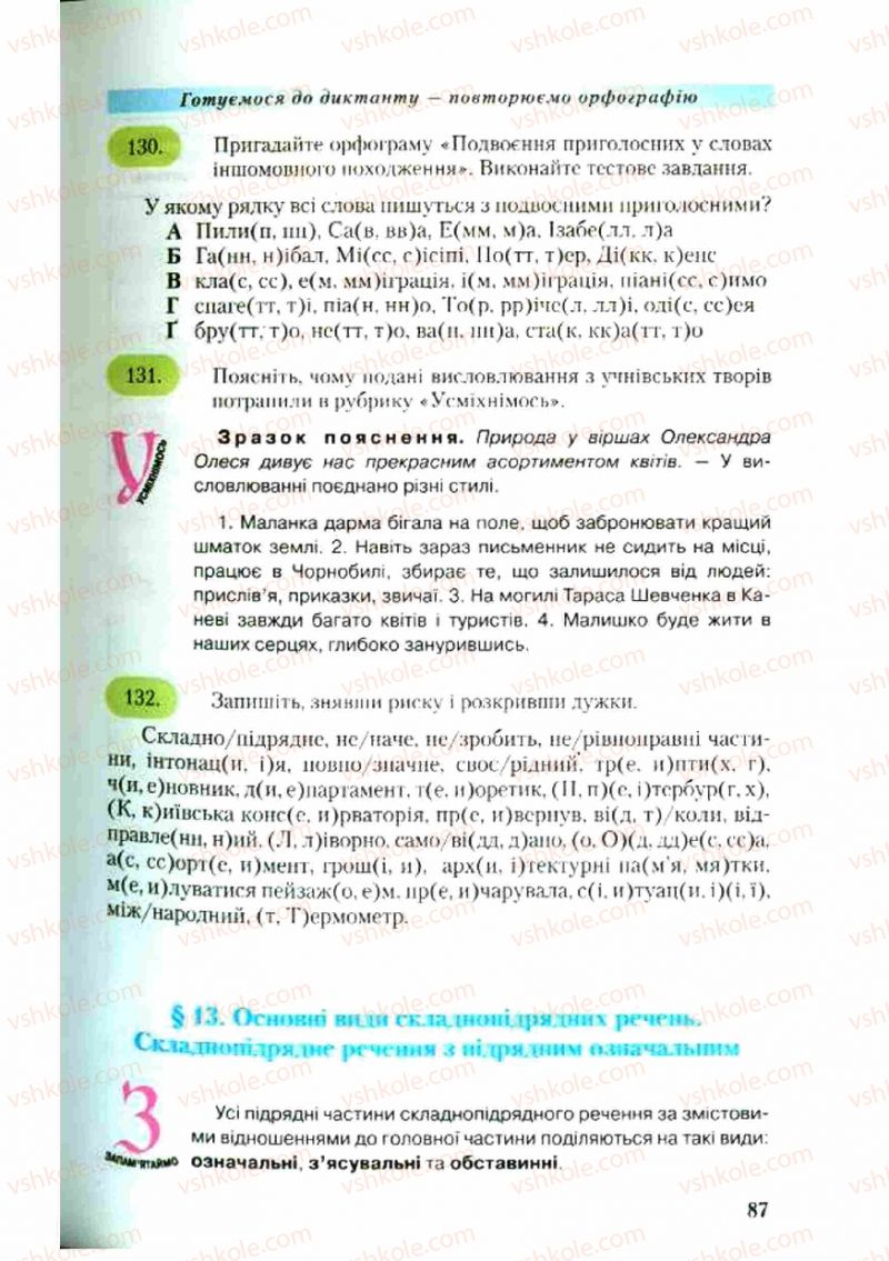 Страница 87 | Підручник Українська мова 9 клас С.Я. Єрмоленко, В.Т. Сичова 2009