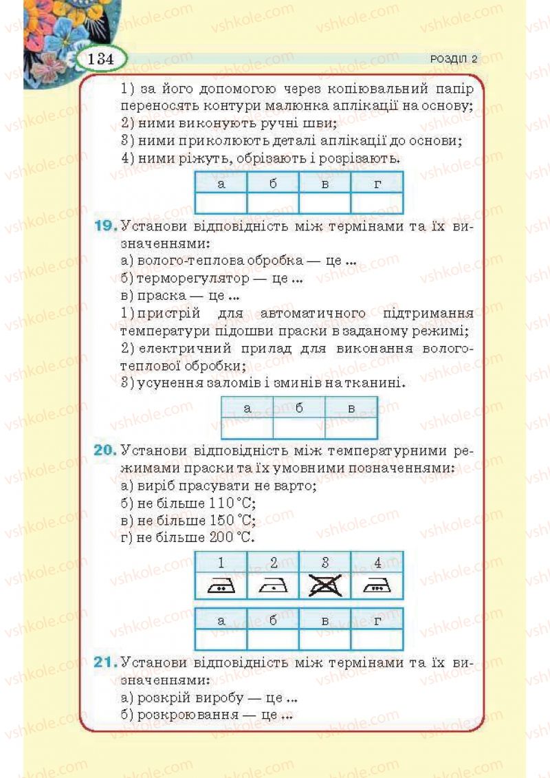 Страница 134 | Підручник Трудове навчання 5 клас В.К. Сидоренко, Т.С, Мачача, В.П. Титаренко 2013 Для дівчат