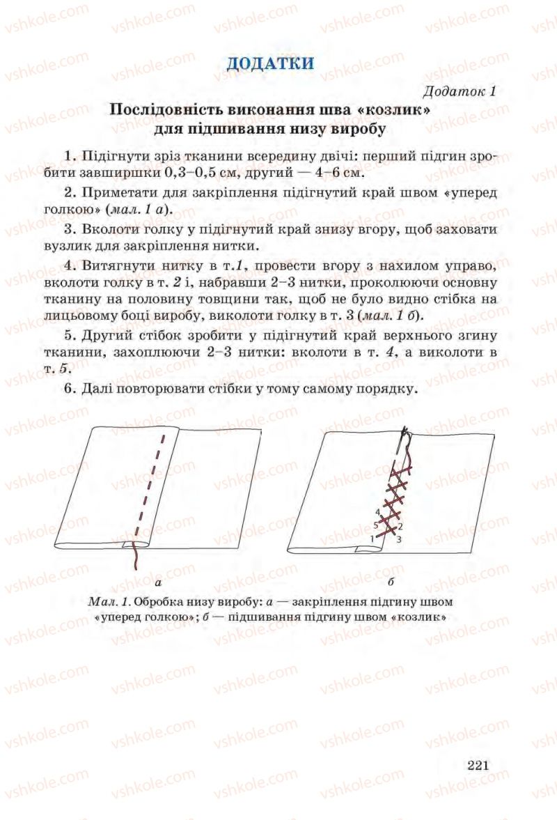 Страница 221 | Підручник Трудове навчання 6 клас І.Ю. Ходзицька, Н.М. Павич, О.В. Горобець 2014 Для дівчат