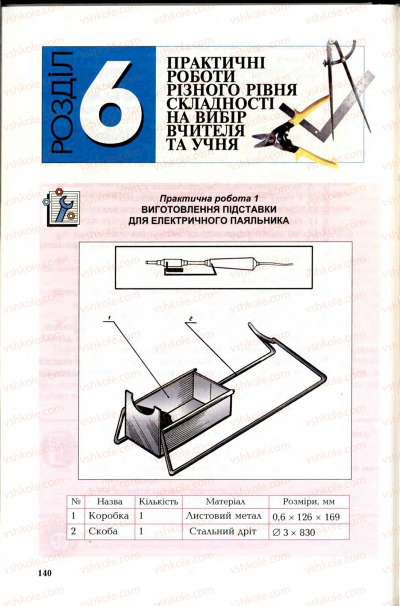 Страница 140 | Підручник Трудове навчання 6 клас В.М. Мадзігон, Г.А. Кондратюк, Г.Є. Левченко 2006 Технічні види праці