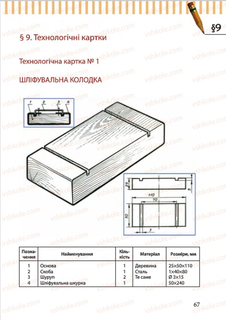 Страница 67 | Підручник Трудове навчання 7 клас А.І. Терещук, О.Б. Авраменко 2015 Для хлопців