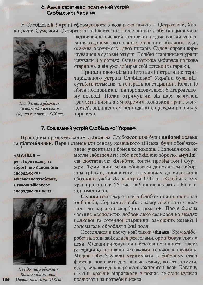 Страница 186 | Підручник Історія України 8 клас О.К. Струкевич, І.М. Романюк, Т.П. Пірус 2008