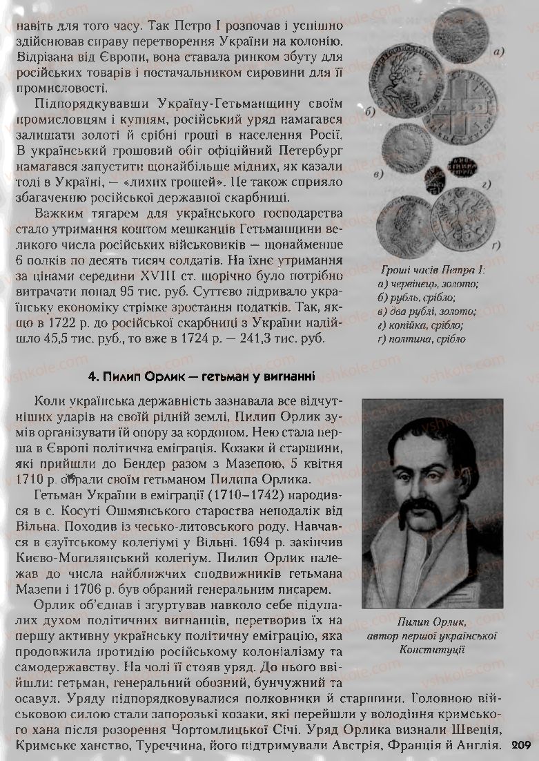 Страница 209 | Підручник Історія України 8 клас О.К. Струкевич, І.М. Романюк, Т.П. Пірус 2008