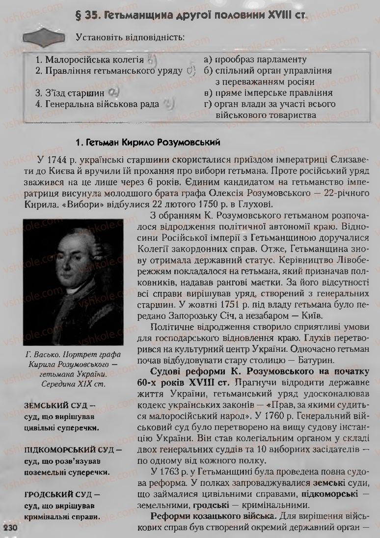 Страница 230 | Підручник Історія України 8 клас О.К. Струкевич, І.М. Романюк, Т.П. Пірус 2008