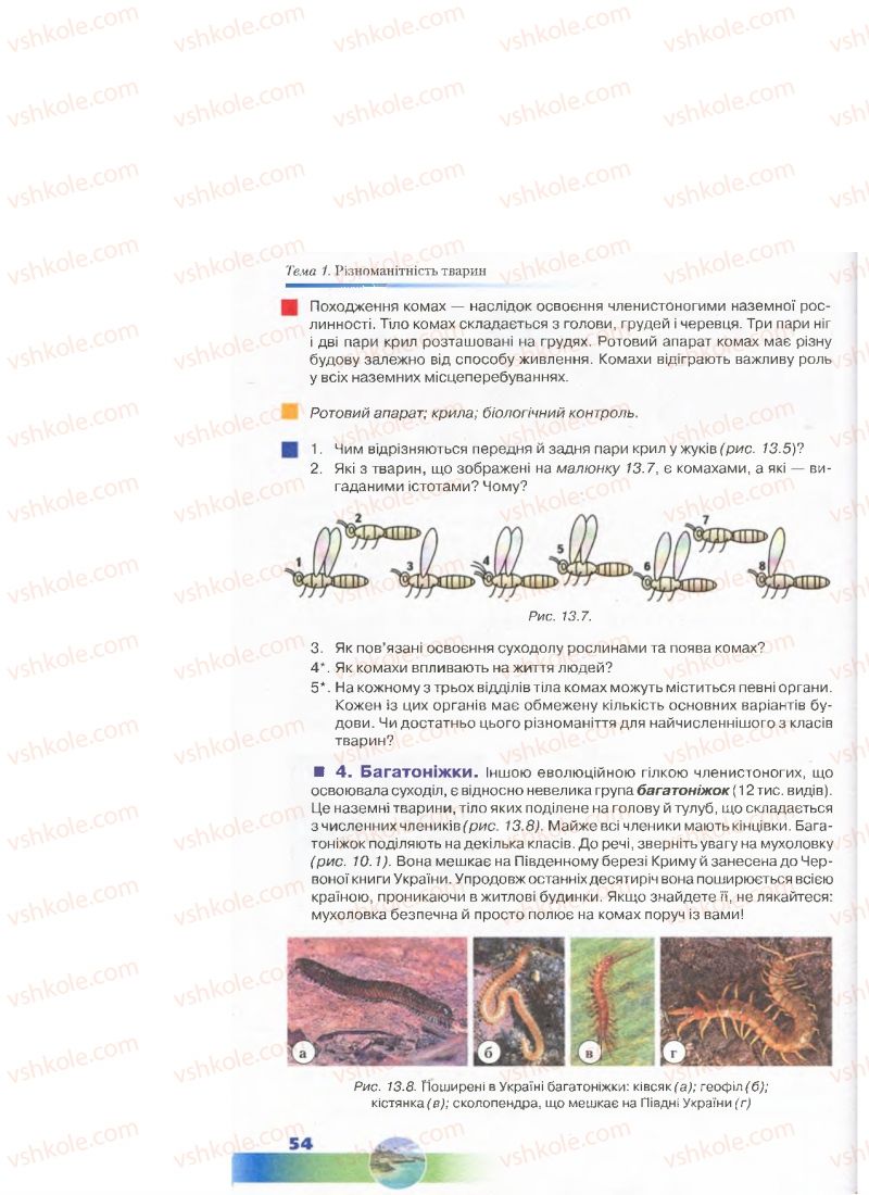 Страница 54 | Підручник Біологія 7 клас Д.А. Шабанов, М.О. Кравченко 2015
