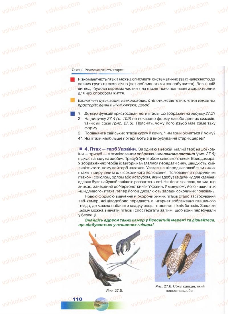 Страница 110 | Підручник Біологія 7 клас Д.А. Шабанов, М.О. Кравченко 2015