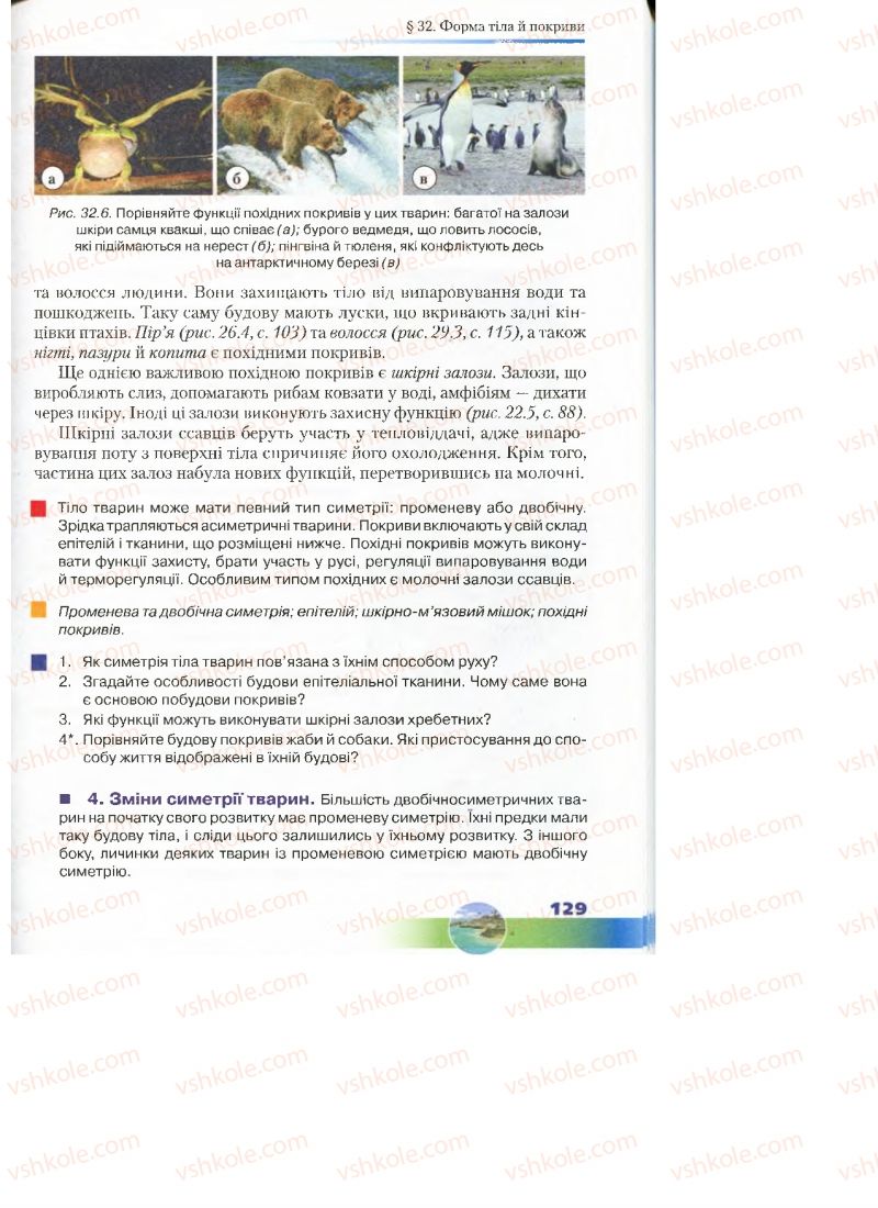 Страница 129 | Підручник Біологія 7 клас Д.А. Шабанов, М.О. Кравченко 2015