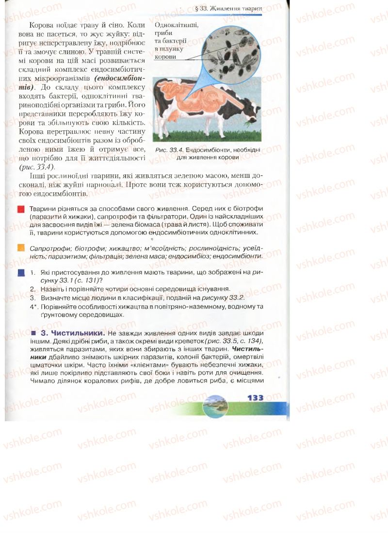 Страница 133 | Підручник Біологія 7 клас Д.А. Шабанов, М.О. Кравченко 2015