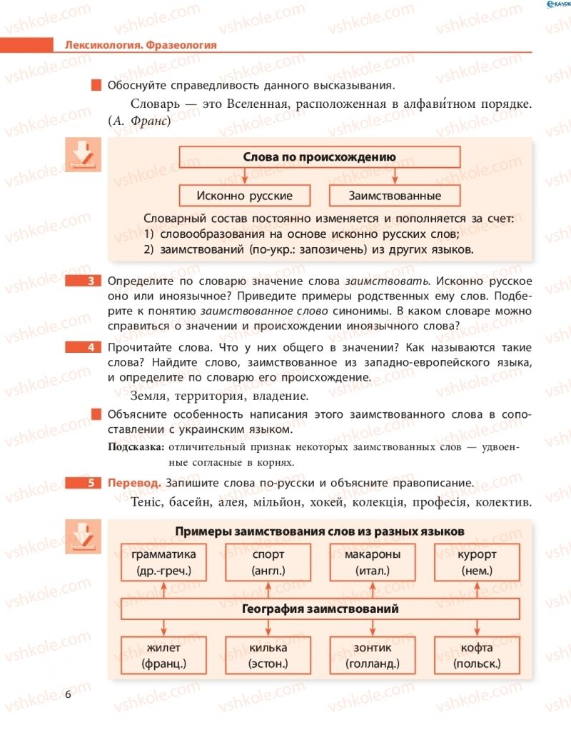 Страница 6 | Підручник Русский язык 8 клас Н.Ф. Баландина, О.Ю. Крюченкова 2016 4 год обучения