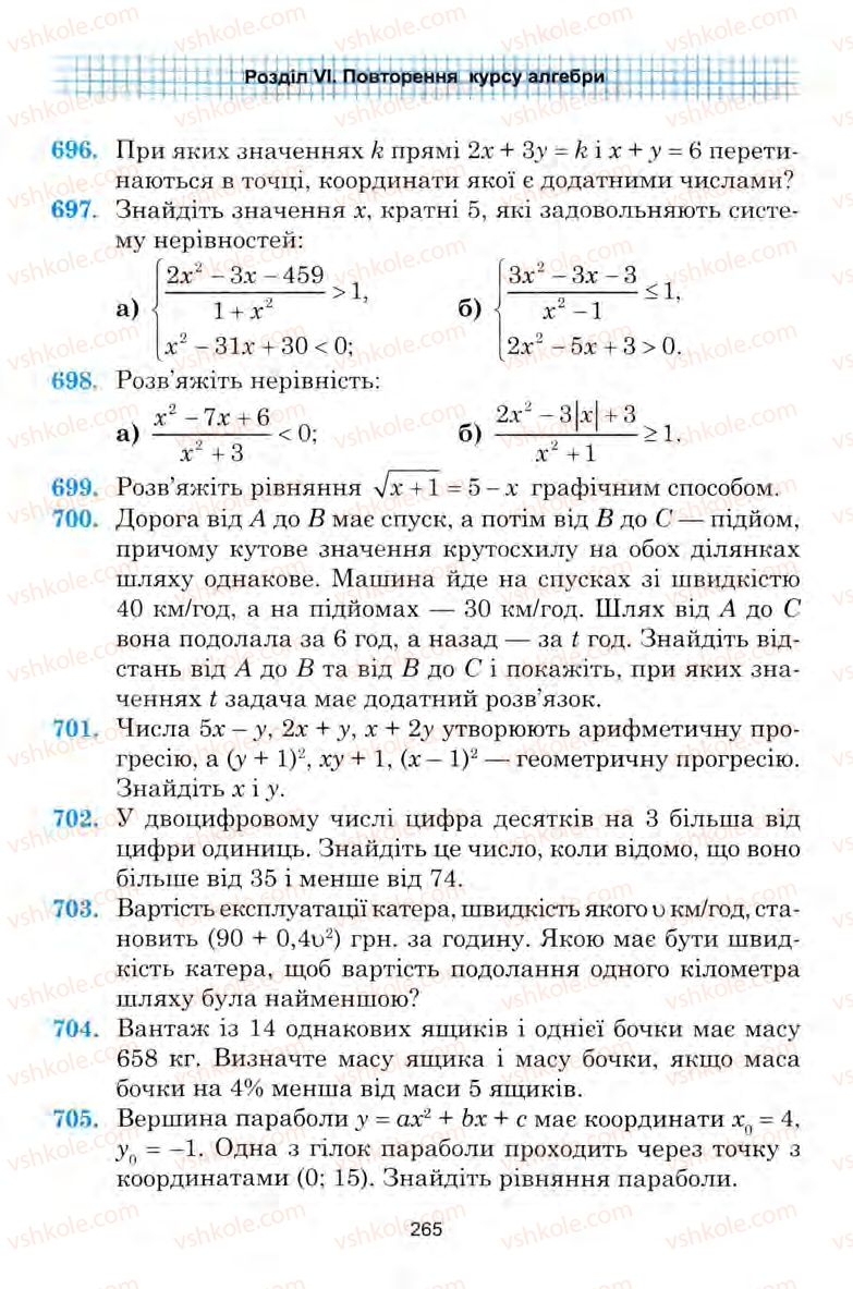 Страница 265 | Підручник Алгебра 9 клас Ю.І. Мальований, Г.М. Литвиненко, Г.М. Возняк 2009