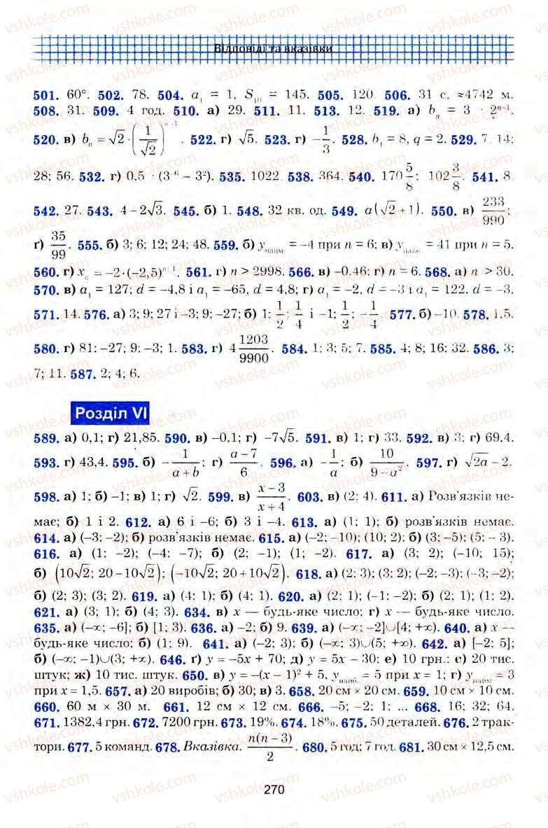 Страница 270 | Підручник Алгебра 9 клас Ю.І. Мальований, Г.М. Литвиненко, Г.М. Возняк 2009
