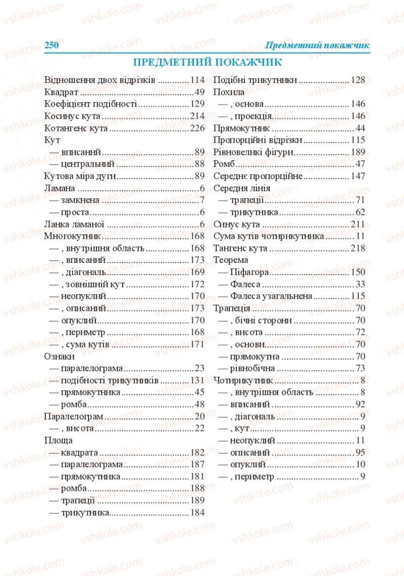 Страница 250 | Підручник Геометрія 8 клас О.М. Роганін, А.М. Капіносов, Л.І. Кондратьєва 2016