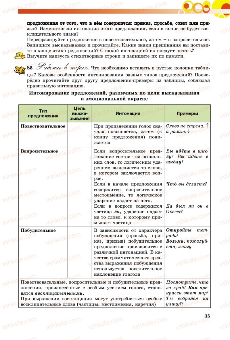 Страница 35 | Підручник Русский язык 8 клас Т.М. Полякова, Е.И. Самонова, А.Н. Приймак 2016 8 год обучения