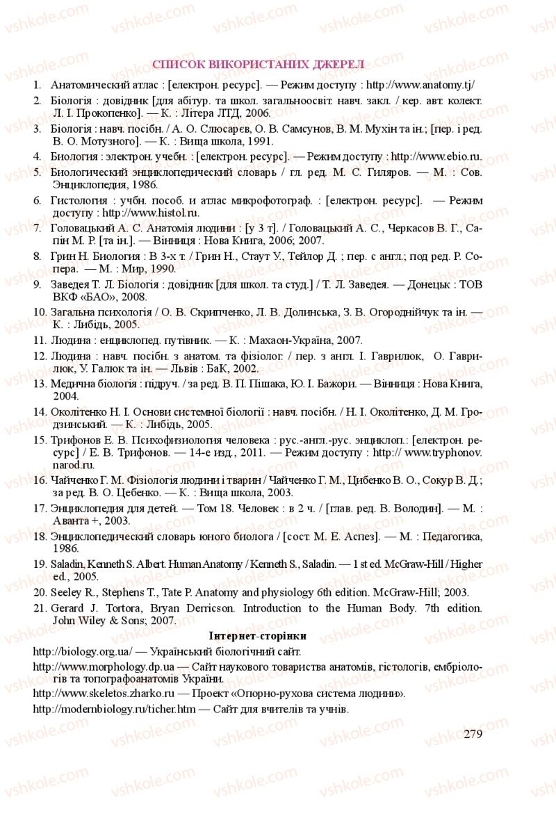 Страница 279 | Підручник Біологія 8 клас Н.Й. Міщук, Г.Я. Жирська, А.В. Степанюк, Л.С. Барна 2016