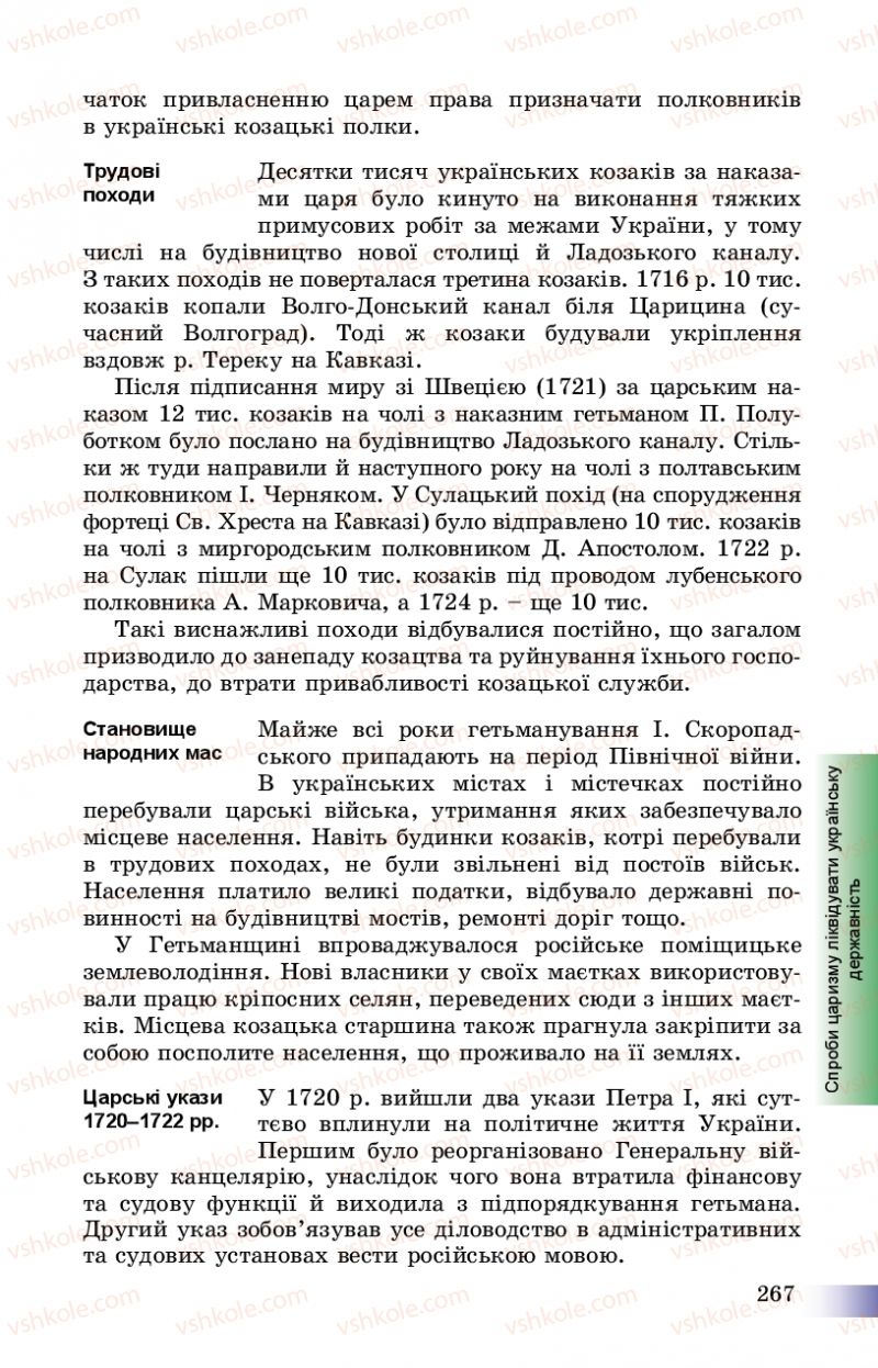 Страница 267 | Підручник Історія України 8 клас Г.К. Швидько, П.О. Чорнобай 2016