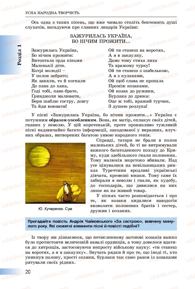 Страница 20 | Підручник Українська література 8 клас О.І. Міщенко 2016