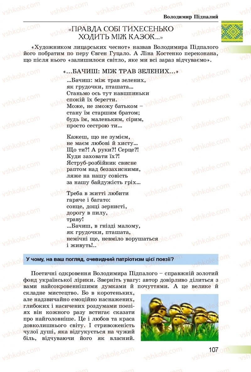 Страница 107 | Підручник Українська література 8 клас О.І. Міщенко 2016