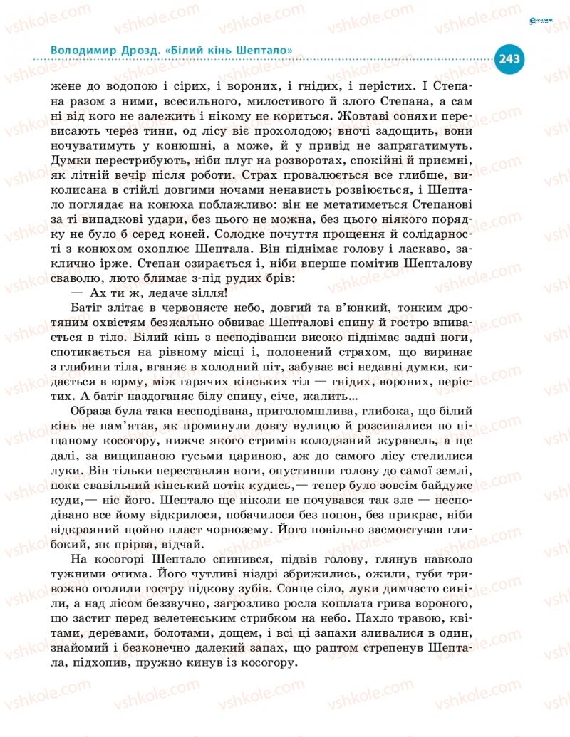 Страница 243 | Підручник Українська література 8 клас О.І. Борзенко, О.В. Лобусова 2016