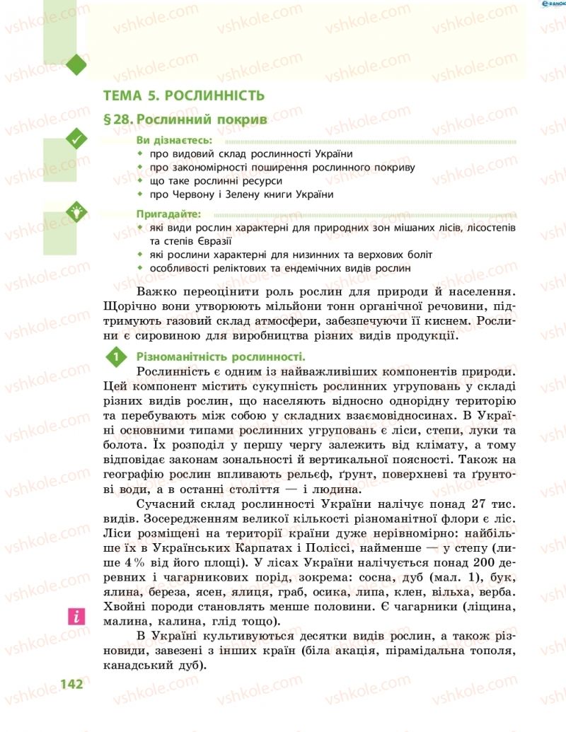 Страница 142 | Підручник Географія 8 клас Г.Д. Довгань, О.Г. Стадник 2016