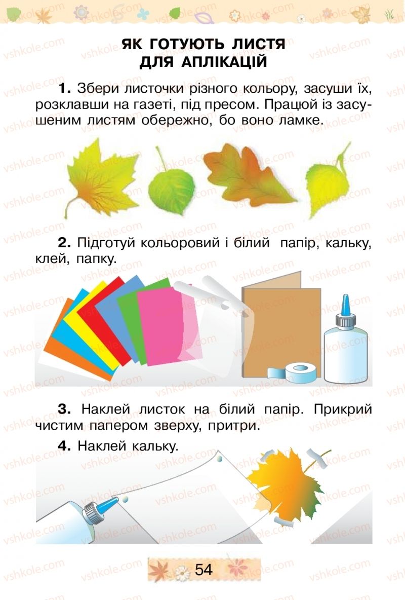 Страница 54 | Підручник Трудове навчання 1 клас В.П. Тименко, І.М. Веремійчик 2012