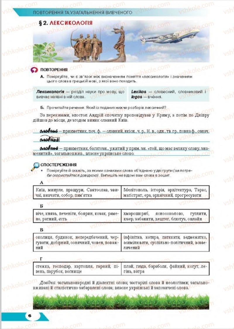 Страница 6 | Підручник Українська мова 8 клас О.М. Авраменко, Т.В. Борисюк, О.М. Почтаренко 2016