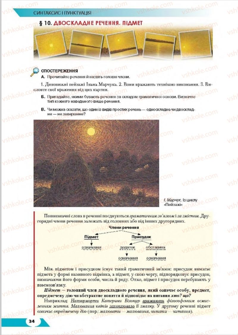 Страница 34 | Підручник Українська мова 8 клас О.М. Авраменко, Т.В. Борисюк, О.М. Почтаренко 2016