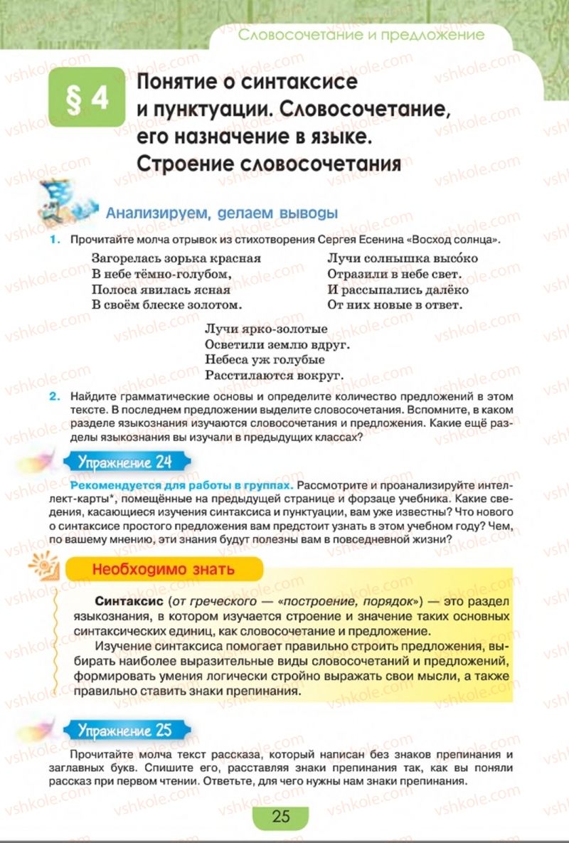 Страница 25 | Підручник Русский язык 8 клас Е.И. Быкова, Л.В. Давидюк, Е.Ф. Рачко 2016