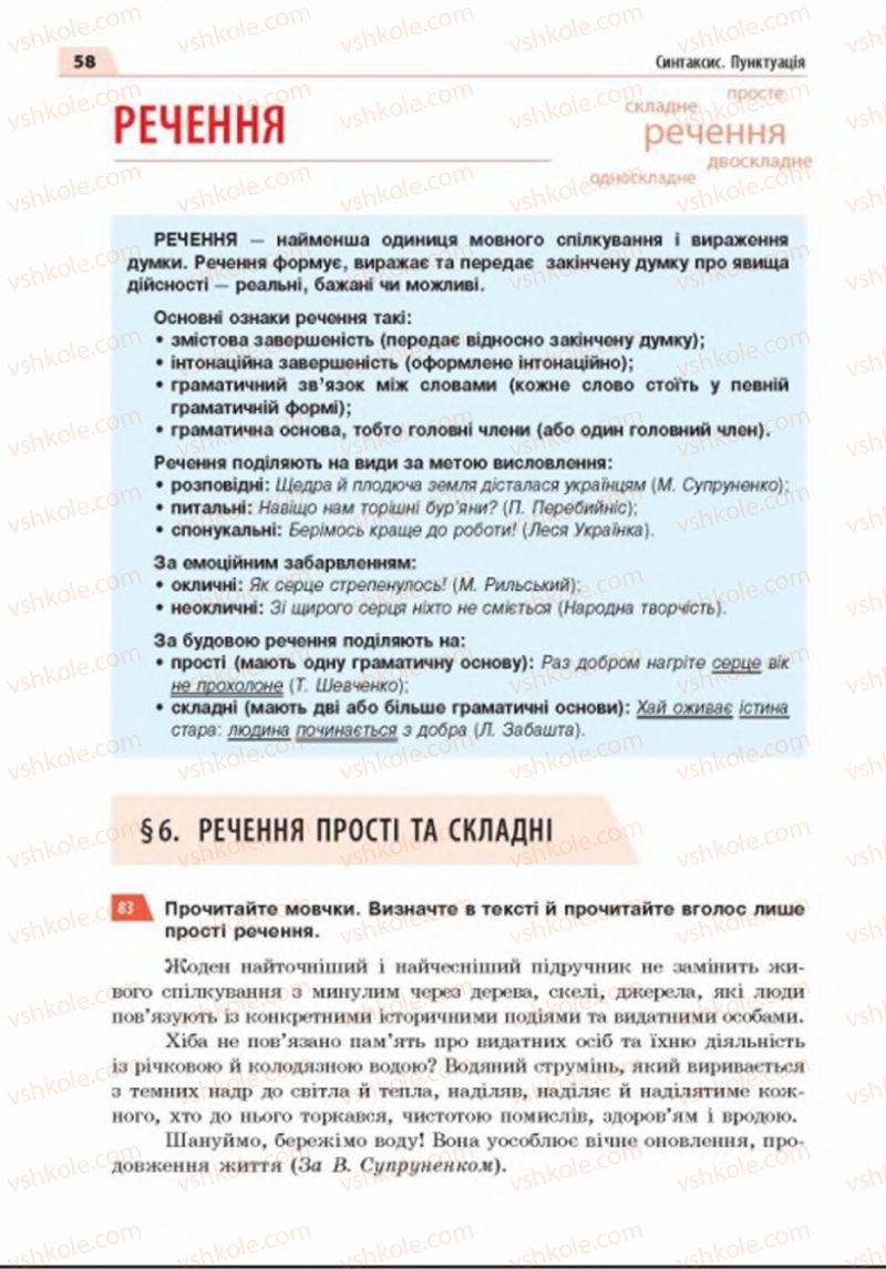 Страница 58 | Підручник Українська мова 8 клас О.П. Глазова 2016