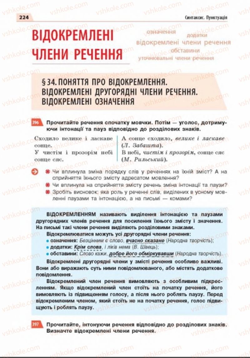 Страница 224 | Підручник Українська мова 8 клас О.П. Глазова 2016