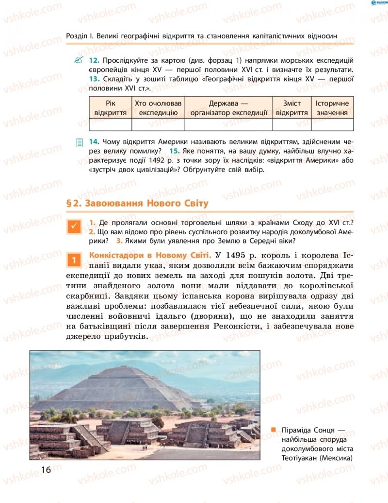 Страница 16 | Підручник Всесвітня історія 8 клас О.В. Гісем, О.О. Мартинюк 2016