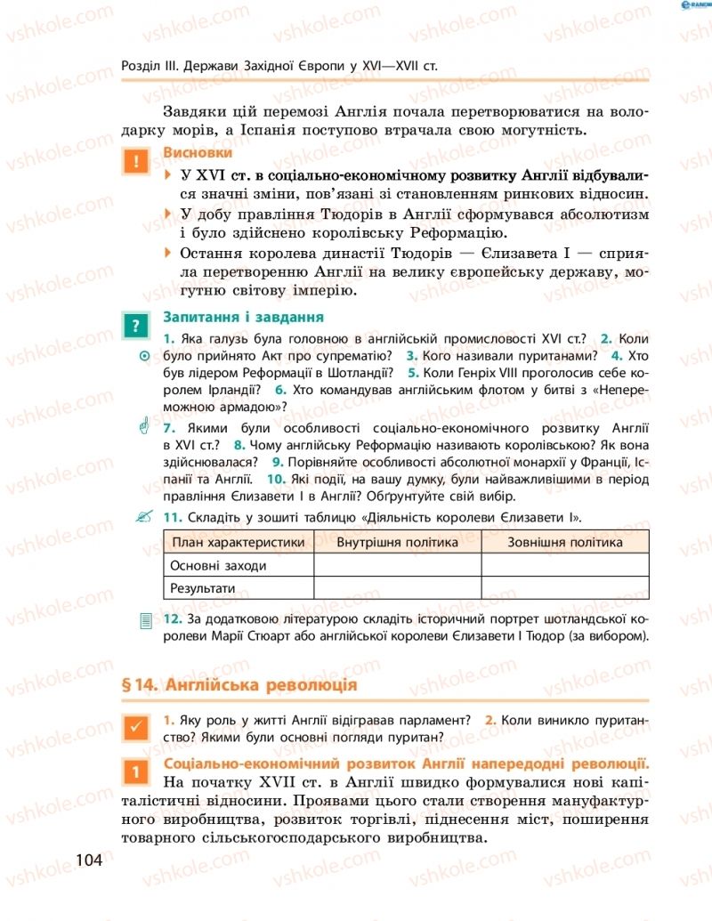 Страница 104 | Підручник Всесвітня історія 8 клас О.В. Гісем, О.О. Мартинюк 2016