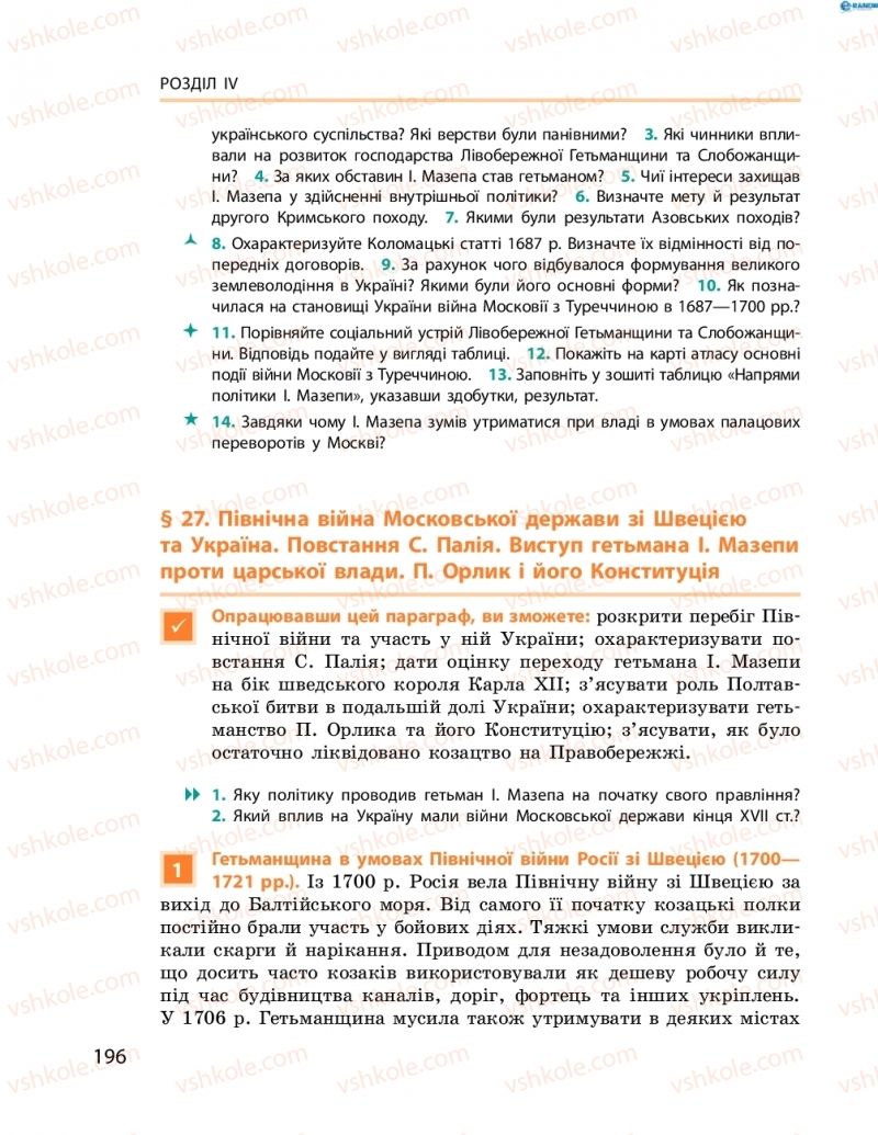 Страница 196 | Підручник Історія України 8 клас О.В. Гісем, О.О. Мартинюк 2016