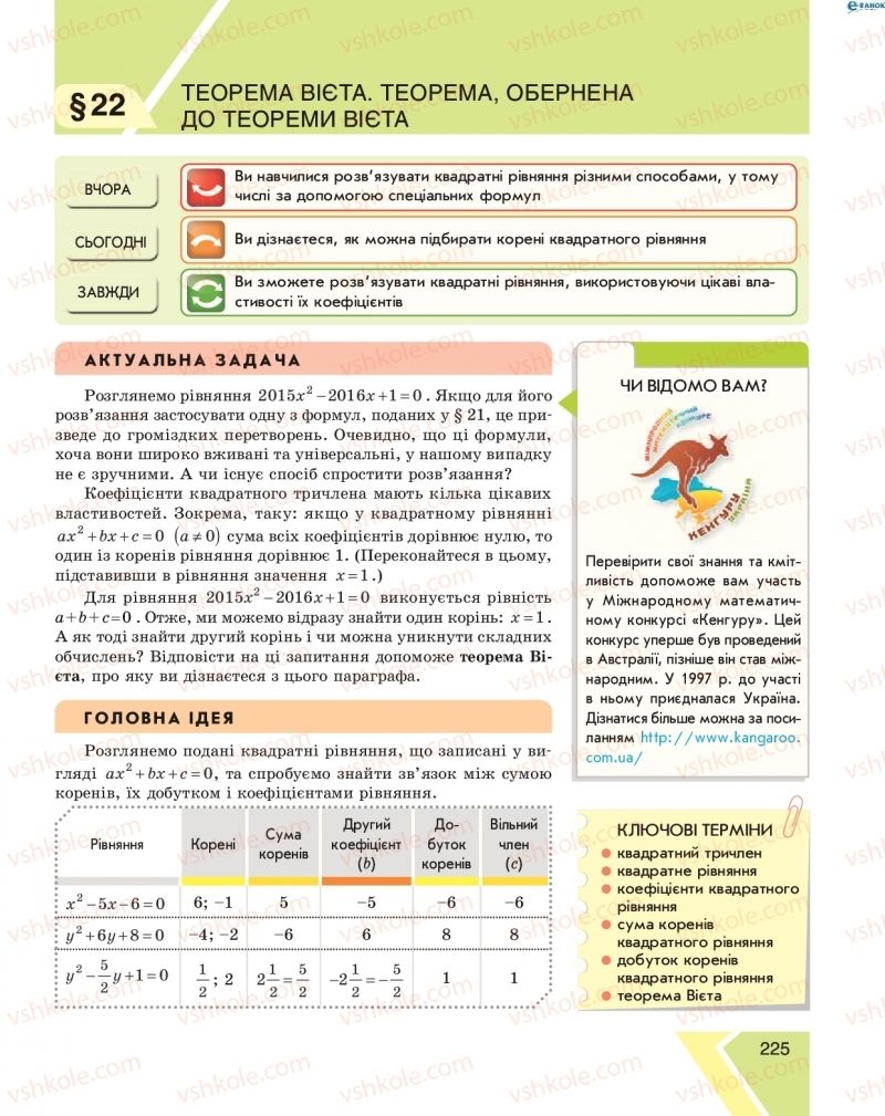 Страница 225 | Підручник Алгебра 8 клас Н.С. Прокопенко, Ю.О. Захарійченко, Н.Л. Кінащук 2016