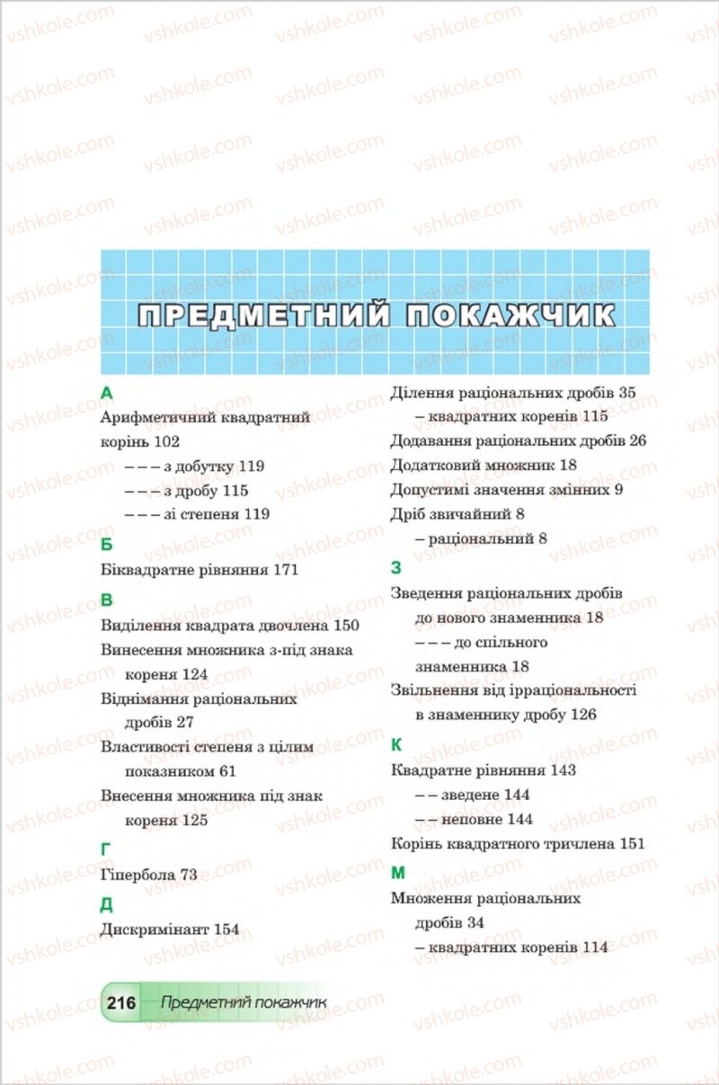 Страница 216 | Підручник Алгебра 8 клас Ю.І. Мальований, Г.М. Возняк, Г.М. Литвиненко 2016