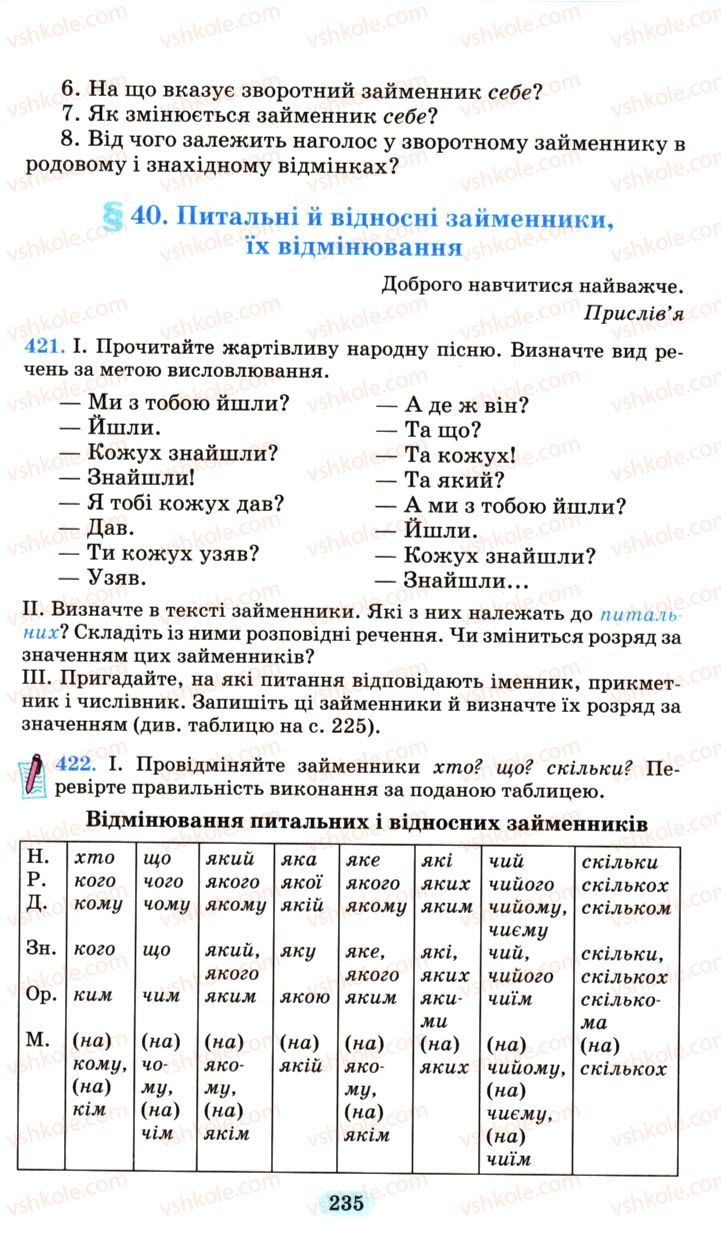 Страница 235 | Підручник Українська мова 6 клас М.І. Пентилюк, І.В. Гайдаєнко, А.І. Ляшкевич, С.А. Омельчук 2006